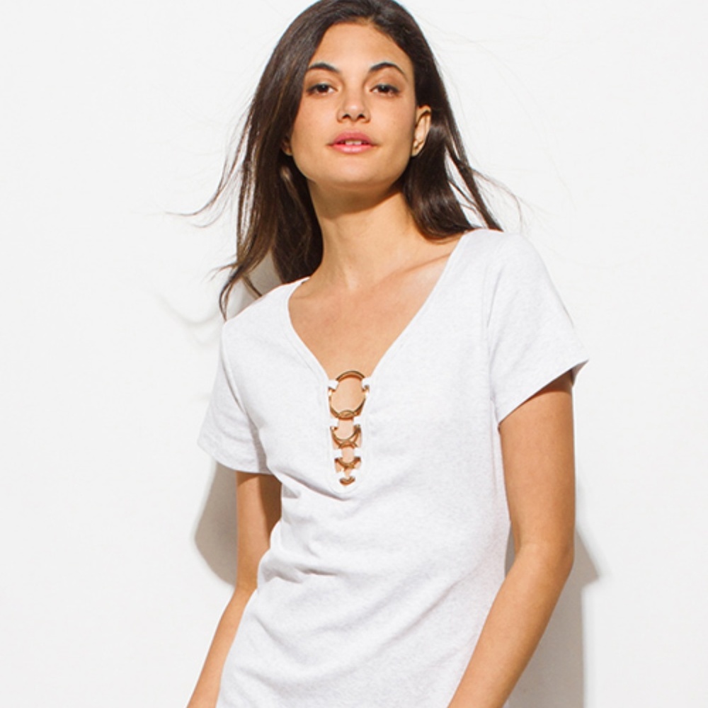 CUTE RING EMBELLISHED T-SHIRT MINI DRESS